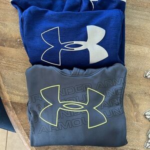 2 boys under armour gently used hoodies.